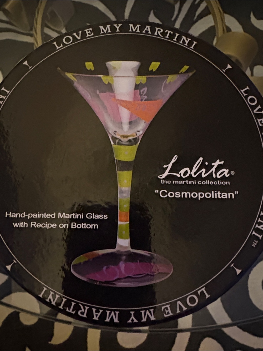 Lolita Hand-Painted Cosmopolitan Martini Glass in Pink and Lime